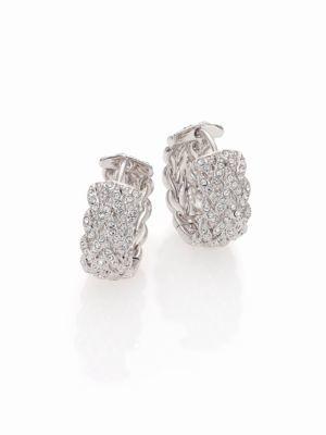 Свадьба - Adriana Orsini Pavé Crystal Silvertone Huggie Hoop Earrings/0.75
