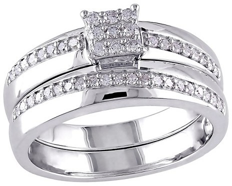 Wedding - Allura 1/3 CT. T.W. Diamond Bridal Set in Sterling Silver (GH) (I2-I3)