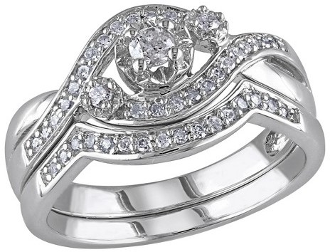 Wedding - Diamond 1/3 CT. T.W. Diamond Bridal Ring Set in Sterling Silver (GH I2-I3)