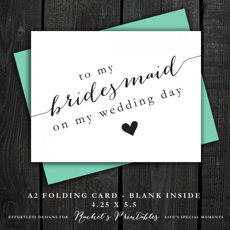 Printable Bridesmaid Thank You Card To My Bridesmaid On My Wedding Day 