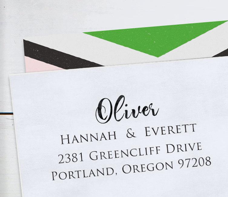 Wedding - Custom Rubber Stamp - Self Inking Address Stamp - Oliver