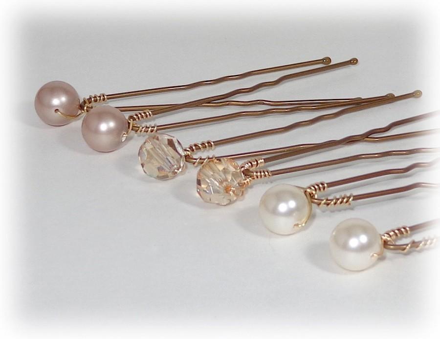 Wedding - Pearl Hairpins, Bridal Hair Accessories, Bridal Hair Pins, Swarovski Pearl Crystal Pins, Crystal Hairpins,Hair Jewelry, Pearl Bobby Pins