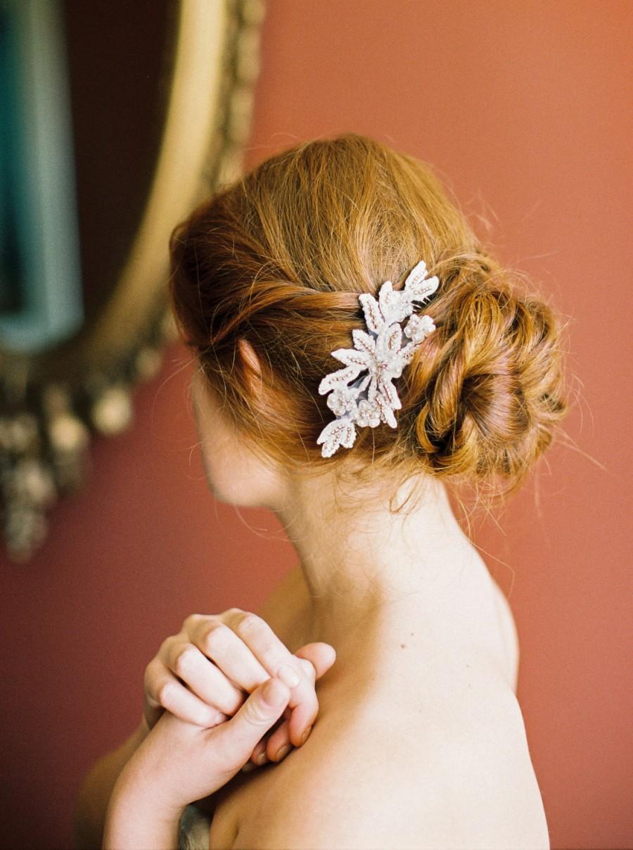 Wedding - Wedding Hair Comb. Bridal Headpiece. Beaded Lace Hair Comb {Irina}