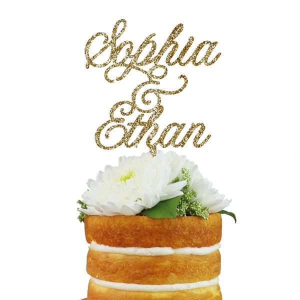 Hochzeit - Custom Cake Topper- Double Name Cake Topper for Weddings and Couple Celebrations