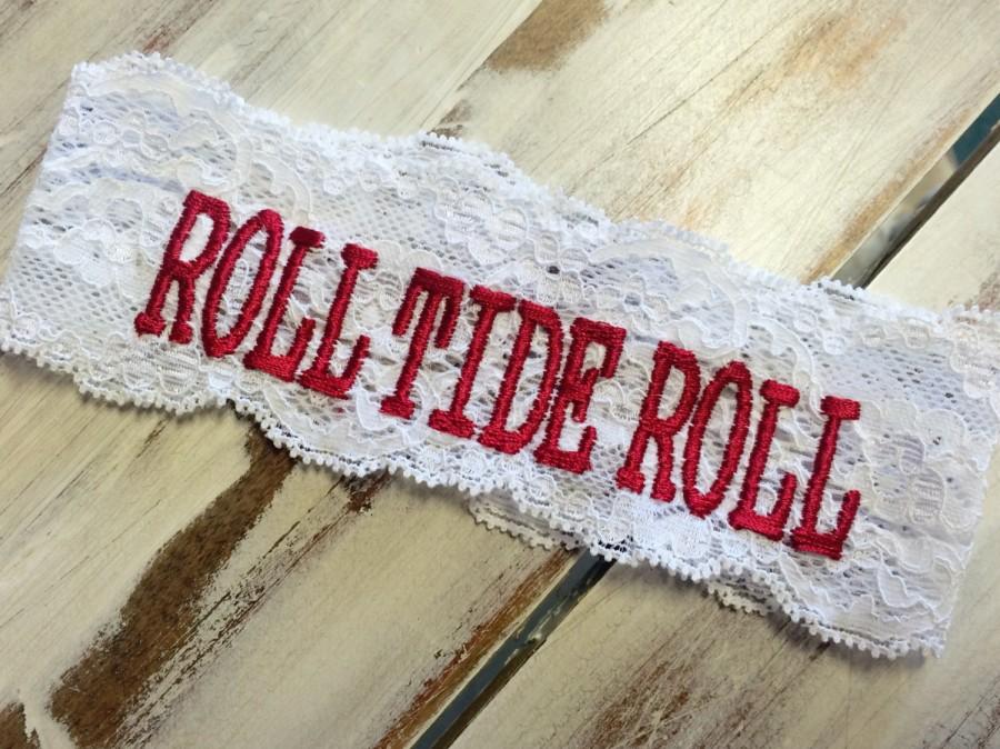 Hochzeit - ALABAMA SPORTS GARTER / Roll Tide Roll / Custom orders welcome / Lace Garter