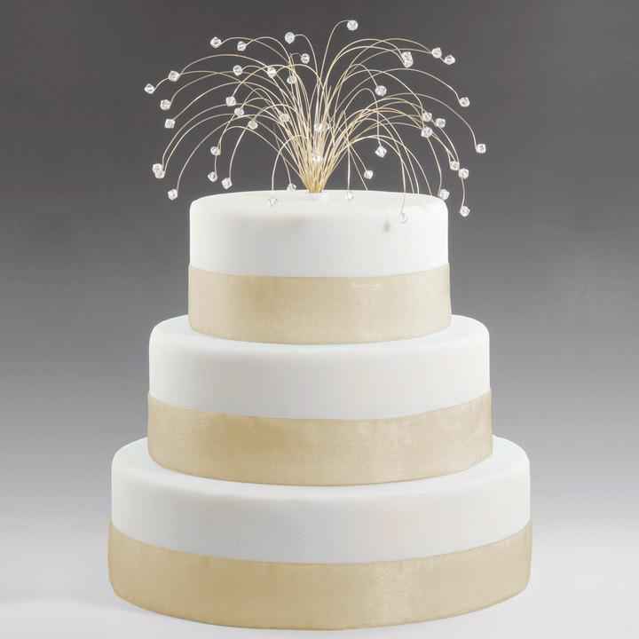زفاف - Wedding Cake Topper in Clear Swarovski Crystal Elements on Gold Tone Wire Fireworks Spray New Years Cake Topper Decoration 50th Anniversary
