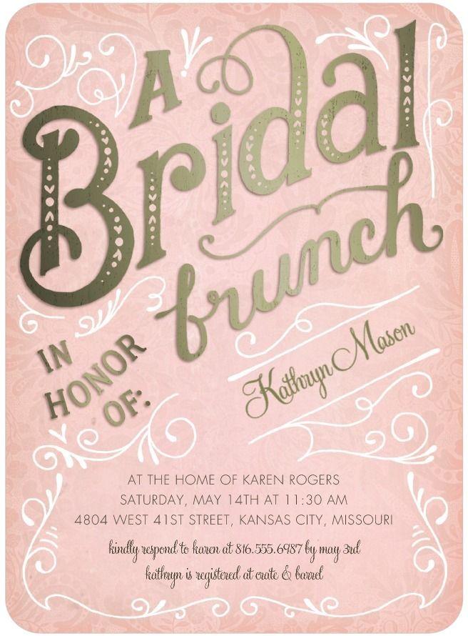 Свадьба - Bridal Brunch - Signature White Bridal Shower Invitations In Rose Or Peppermint 