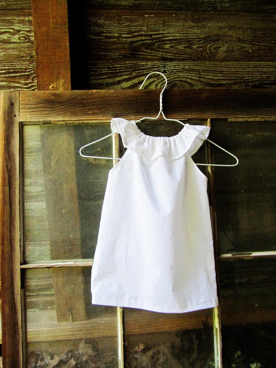 Mariage - White or Ivory girls ruffle beach Dress size 6 months 12 months 18 months 2t 3t 4t 5t