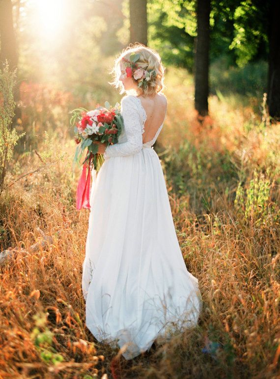 زفاف - Romantic Silk Batiste And Lace Lining Wedding Dress