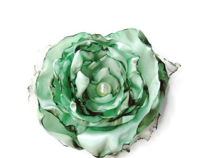 زفاف - Seafoam Green, Aqua blue green mint flower accessory, Wedding Hair Flower, Bridal Sash, Maternity Sash