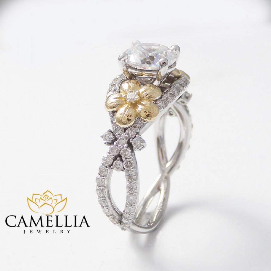 Свадьба - Handmade Diamond Ring, Floral Diamond Engagement Ring, Alternative Engagement Rings