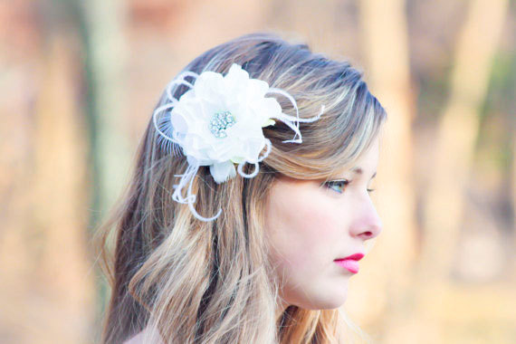 Свадьба - Bridal Flower, Fascinator, Hair Clip, Wedding Flower, bridal hair clip