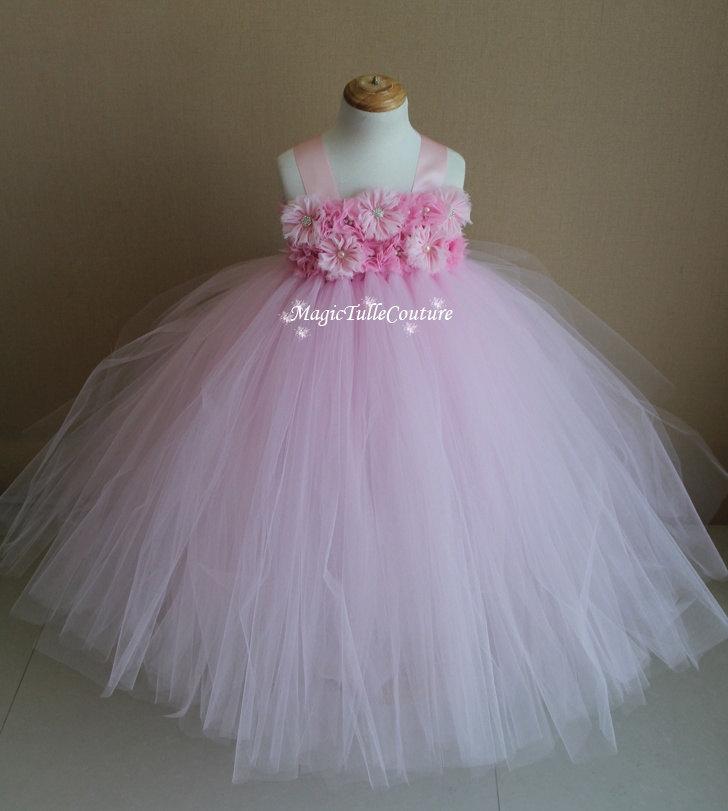 زفاف - Baby Pink Light Pink Blush Pink Flower Girl Tutu Dress Birthday Party Dress Toddler Dress 1t2t3t4t5t6t7t8t9t10