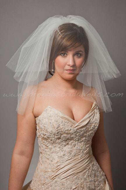 زفاف - Illusion Tulle Bridal Veil - Short Double Layer - Latisha