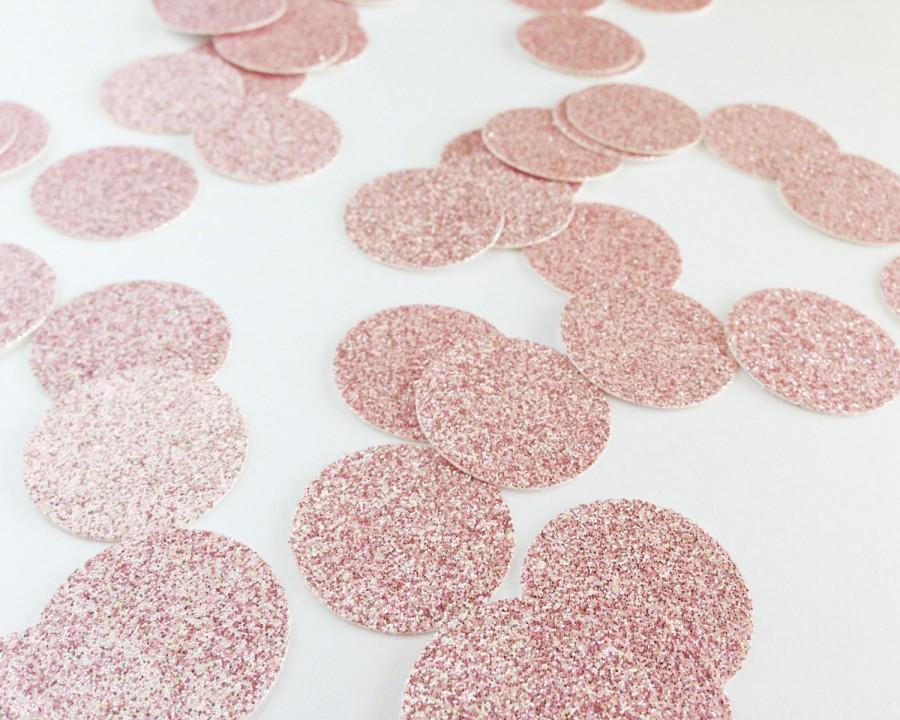 زفاف - 100 Blush Pink Glitter Circle Confetti - 1" - Confetti for weddings, birthdays, parties!