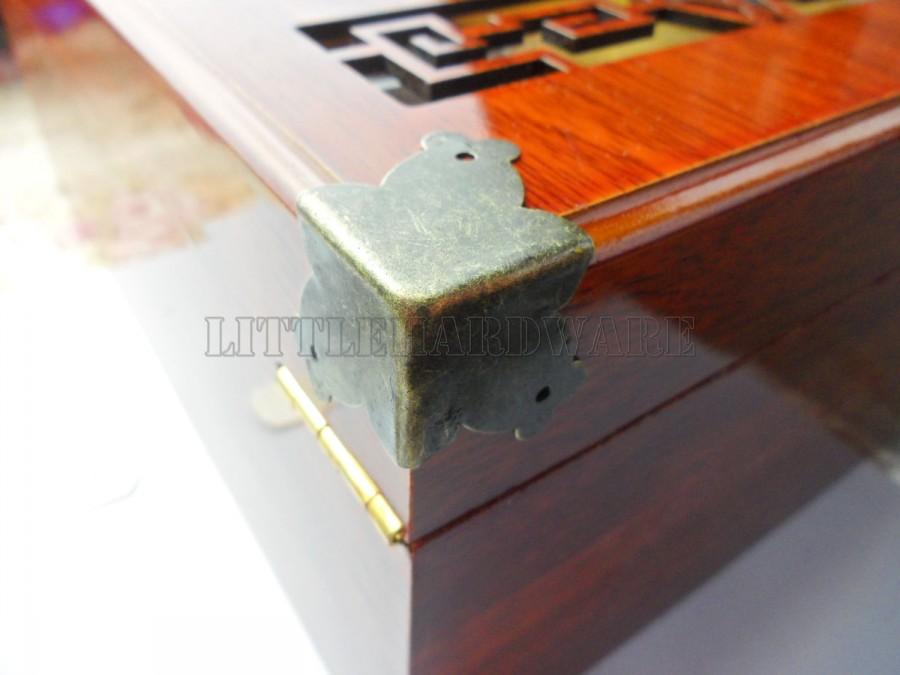 زفاف - 8PCS 26mmX26mmX26mm antique brass Jewelry Box Corner Decoration Corner Protection Decorative Corner Bracket for Chest Case Box CB0045