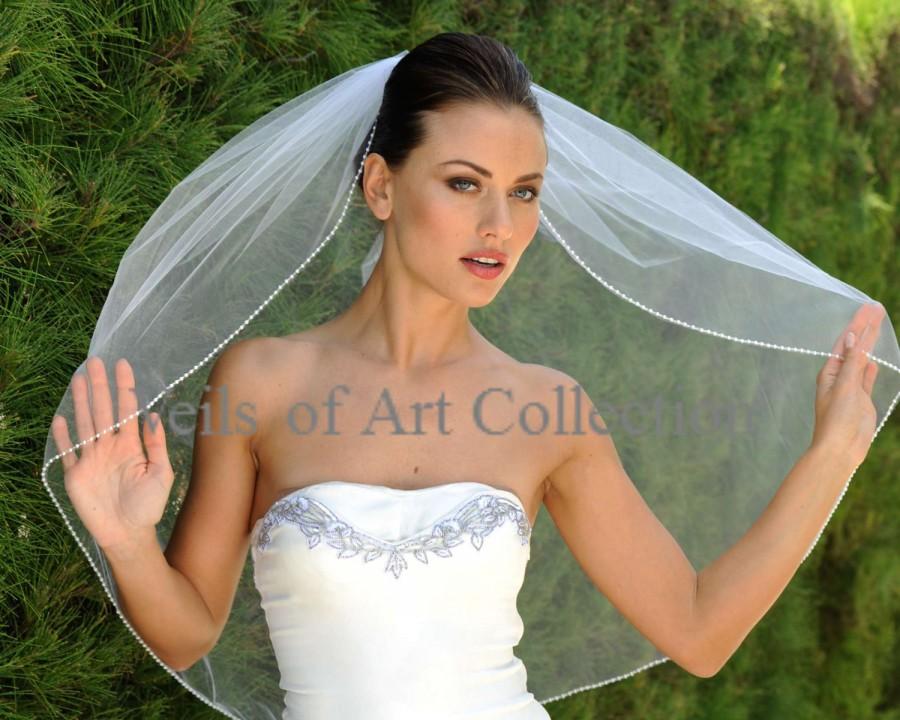 Mariage - Designer One Tier Embroided Bridal Wedding Veil Fingertip Style VE303 NEW CUSTOM VEIL