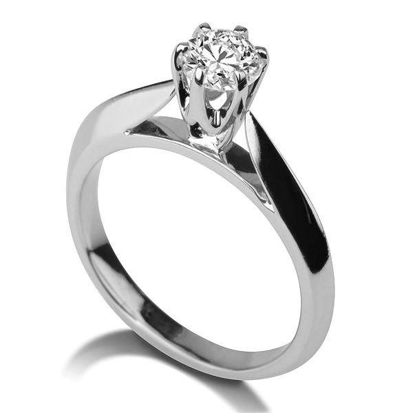 زفاف - Cathedral Diamond Ring, 14K White Gold Ring, Solitaire Engagement Ring, 0.50 CT Diamond Engagement Ring, Unique Rings