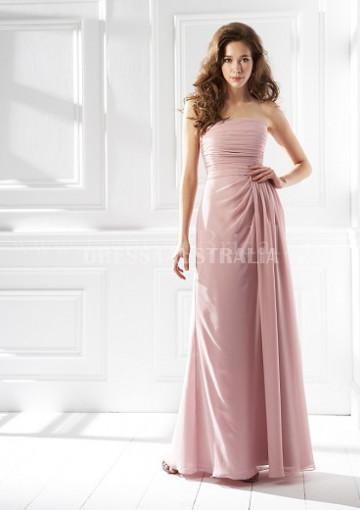 زفاف - Buy Australia A-line Strapless Ruched Bodice Floor Length Chiffon Bridesmaid Dresses by JME B4096 at AU$131.27 - Dress4Australia.com.au