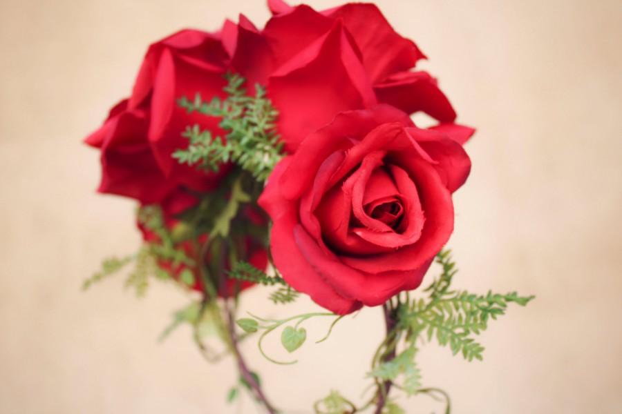 Wedding - Red rose flower crown statement headpiece