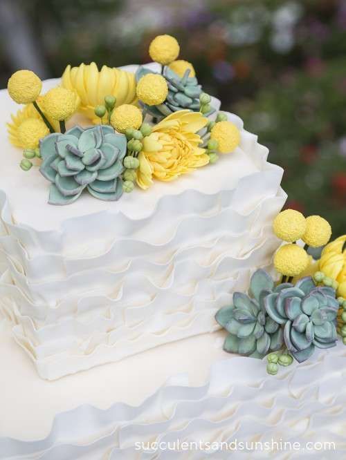 زفاف - Sugar Succulents On A Wedding Cake
