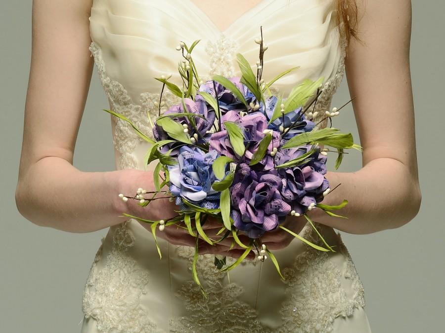 زفاف - Purple Music Sheet Roses - Paper Wedding Bouquet