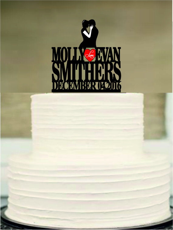 Wedding - custom wedding cake topper, bride and groom cake topper, silhouette wedding cake topper, Mr and Mrs cake topper, funny cake topper