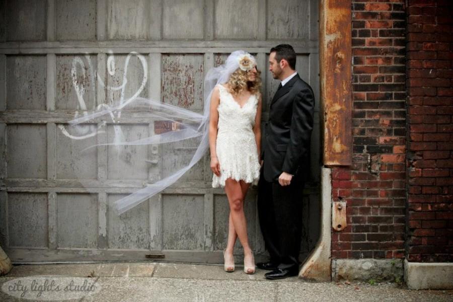 Wedding - Juliet Cap Veil - Handmade - Art Deco Style - Long Romantic Veil