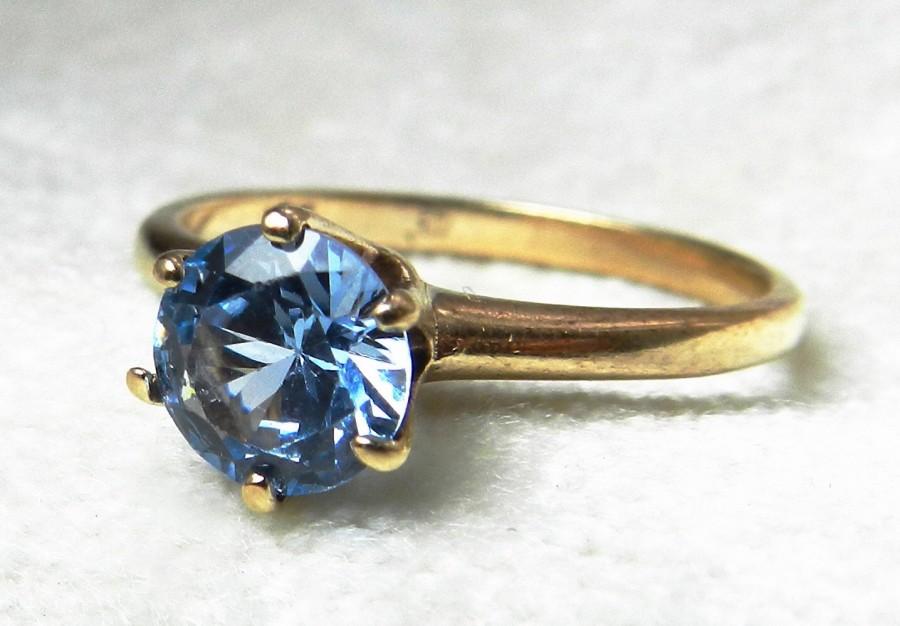 زفاف - Antique Engagement Ring 1 Ct Blue Spinel Antique Ring 10k Gold Unique Engagement