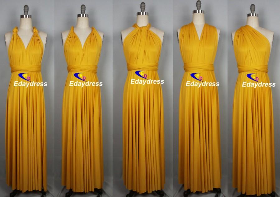 Hochzeit - Maxi Full Length Bridesmaid Infinity Convertible Wrap Dress Yellow Multiway Long Dresses Party Evening Any Occasion Dresses