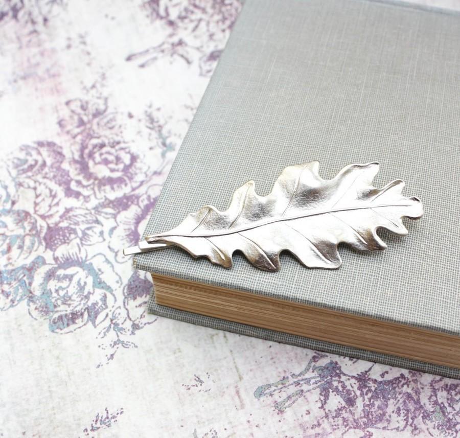 Свадьба - Silver Leaf Bobby Pin Oak Leaf Hair Accessories Silver Leaves Nature Nature Bobby Pin Woodland Wedding Hair Clips Bridesmaids Gift