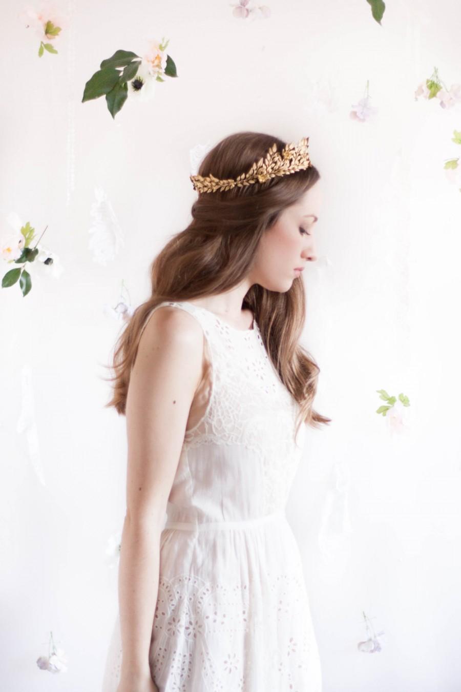 زفاف - Edwardian leaf circlet, Bridal circlet, leaf tiara,gold crown, Greek goddess, leaf crown, flower crown, leaf circlet, coronet, diadem #136