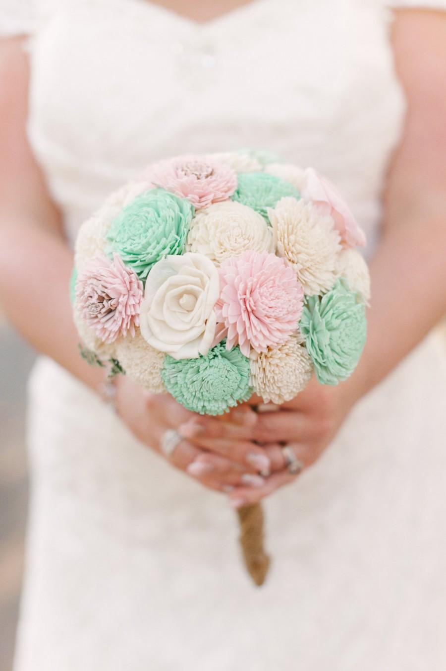 Hochzeit - pink and mint large sola bouquet