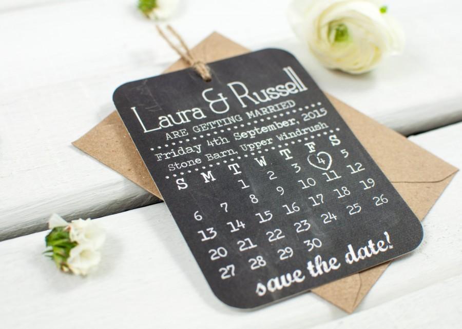 Свадьба - chalkboard save-the-date - luggage tag