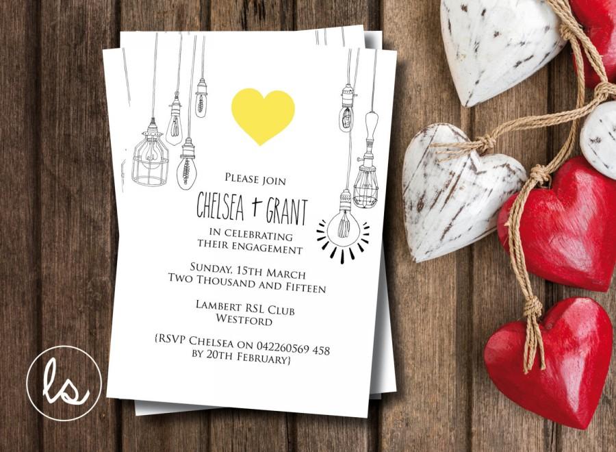 Wedding - Light Bulb Engagement Invitation ~ DIY PRINTABLE ~ Professional Printing with envelopes and postage included
