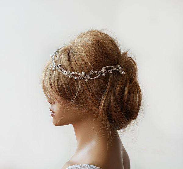Wedding - Wedding, Wedding  Rhinestone and Pearl  headband,  Bridal Headband,  Bridal Hair Accessory, Wedding  hair Accessory