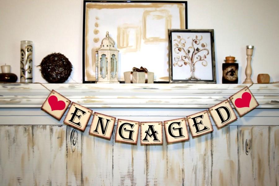 Свадьба - ENGAGED BANNER - Bridal Shower Banner - Wedding Banner - Engagement Party Decoration - Photo Prop