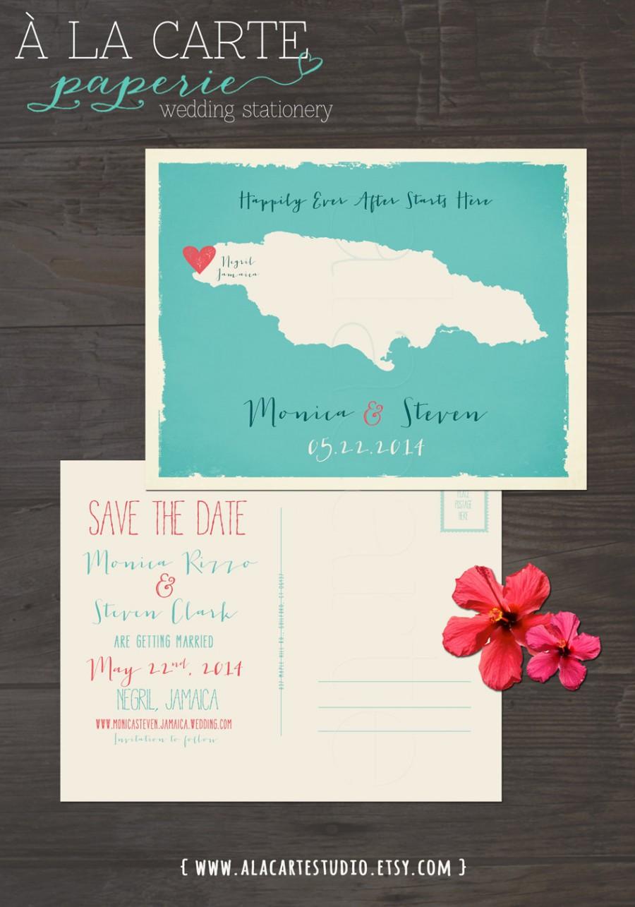 Mariage - Jamaica  - Save the Date Postcard - Printed Wedding Stationary