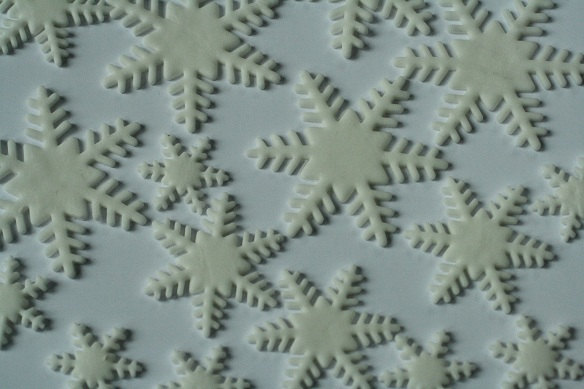 Wedding - Flat gumpaste snowflakes, 24 edible snowflakes for cake decorating, cake pops, cookies or cupcakes.
