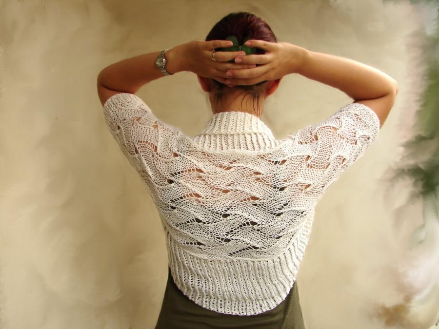 Hochzeit - Crochet lace bolero, bridesmaid gift, bridalwear, wedding accessory, soft white wrap, shouldercover