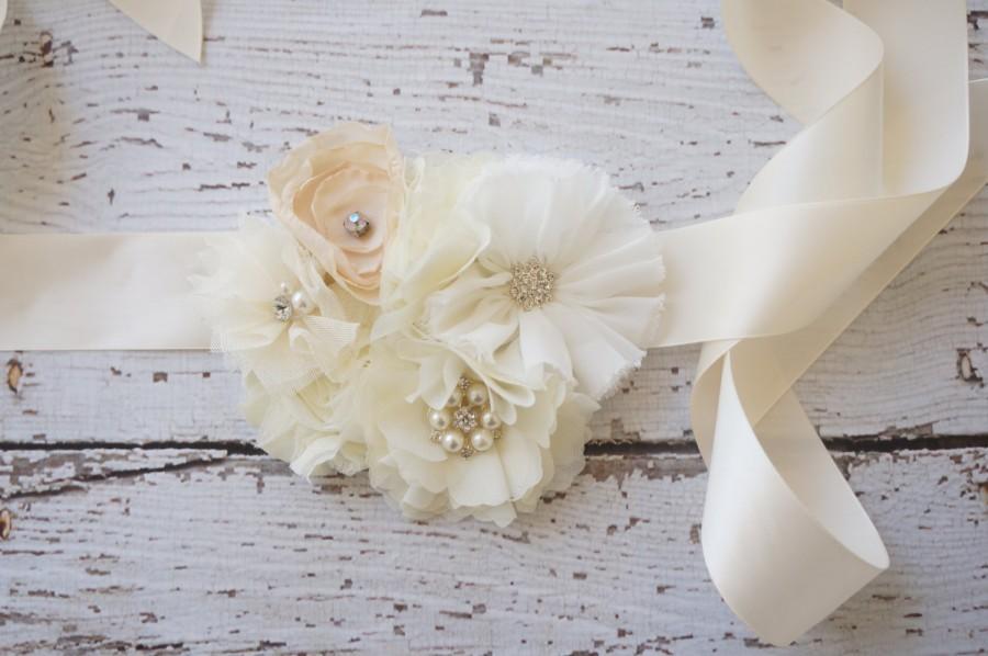 Ivory Flower Girl Sash Ivory Maternity Sash Belt /Wedding Sash/Bridal Sash 