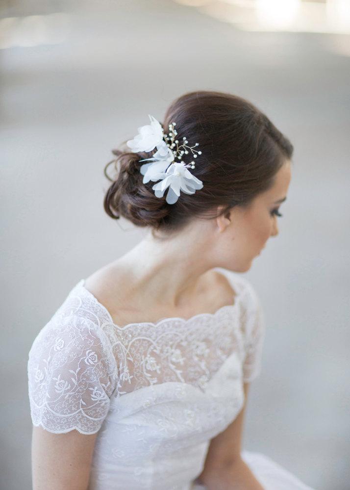 Hochzeit - Crystal bridal headpiece, wedding headpiece, wedding hair accessories, bridal silk hair flowers, wedding crystal pearl hair comb, Style 273