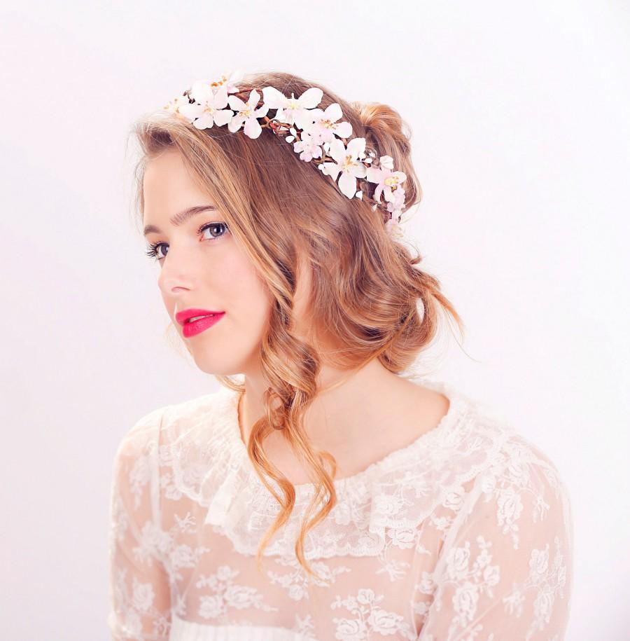 Hochzeit - cherry blossom flower crown, wedding headpiece, flower crown, bridal headband, wedding headband, bridal headpiece, wedding accessories