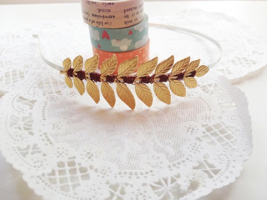 Wedding - Wire Wrapped goddess style brass bridal  bridesmaid Headband made to order