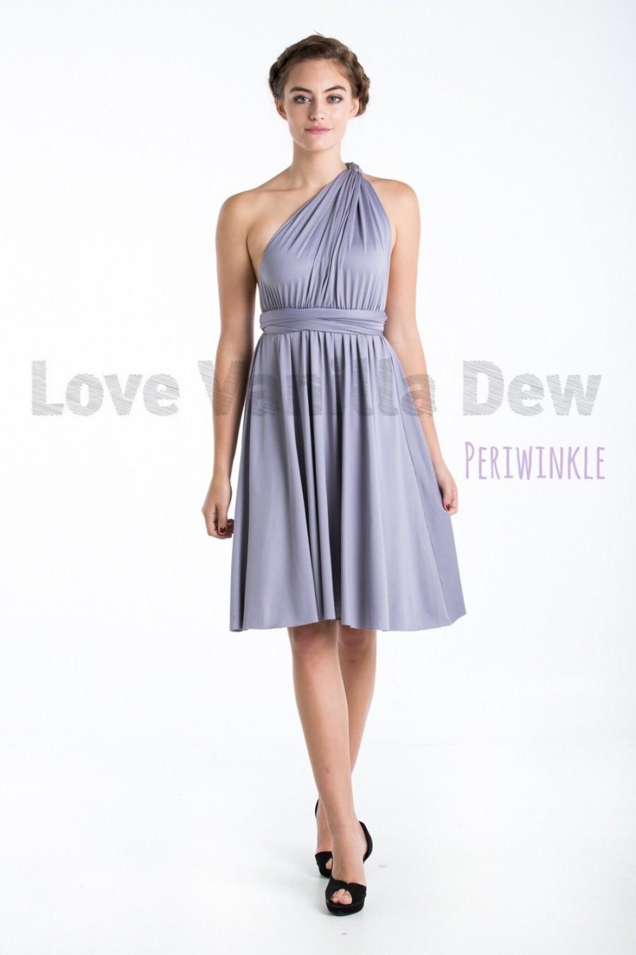 Mariage - Bridesmaid Dress Infinity Dress Periwinkle Knee Length Wrap Convertible Dress Wedding Dress
