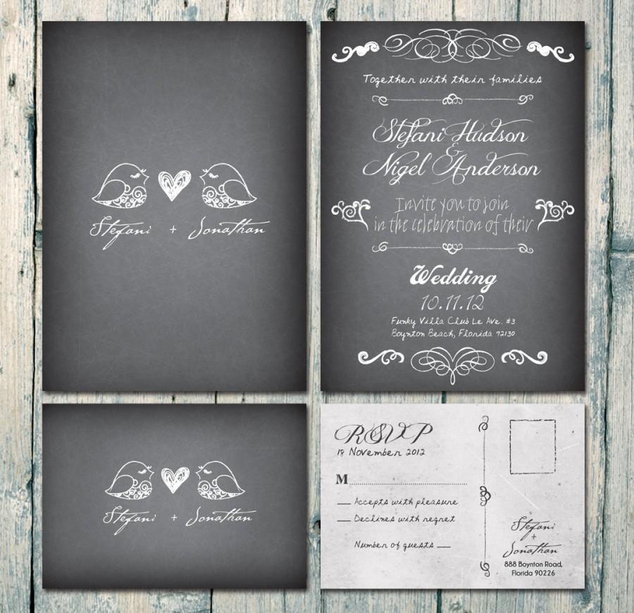 زفاف - Digital - Printable Files - Little Lovely Birds Wedding Invitation - Wedding Stationery - IDCHLK8LB