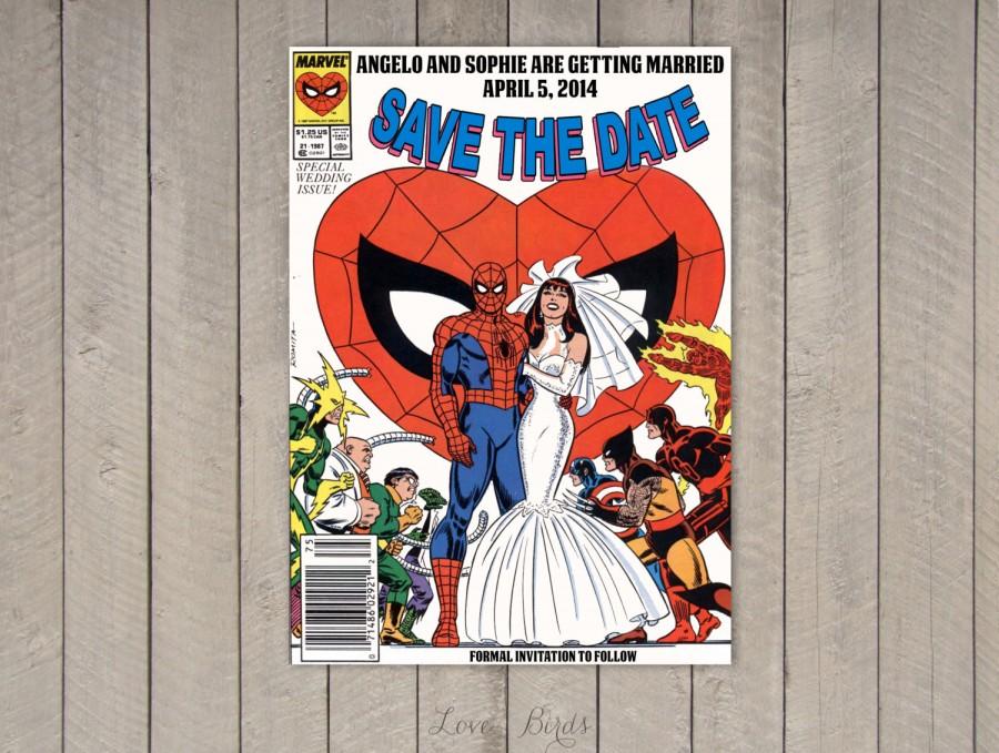 Свадьба - Comic Book Wedding invitation Spider-Man - Save the Date - Digital file