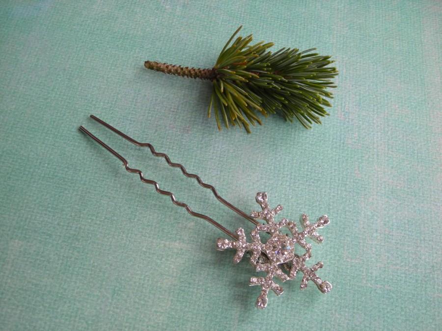 Wedding - CRYSTAL   Rhinestone Snowflake Hair Pin