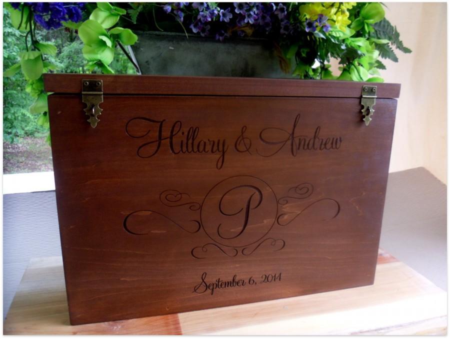 Hochzeit - Wedding Wine Box and Card Box Custom Made and Personalized  for Rustic Weddings