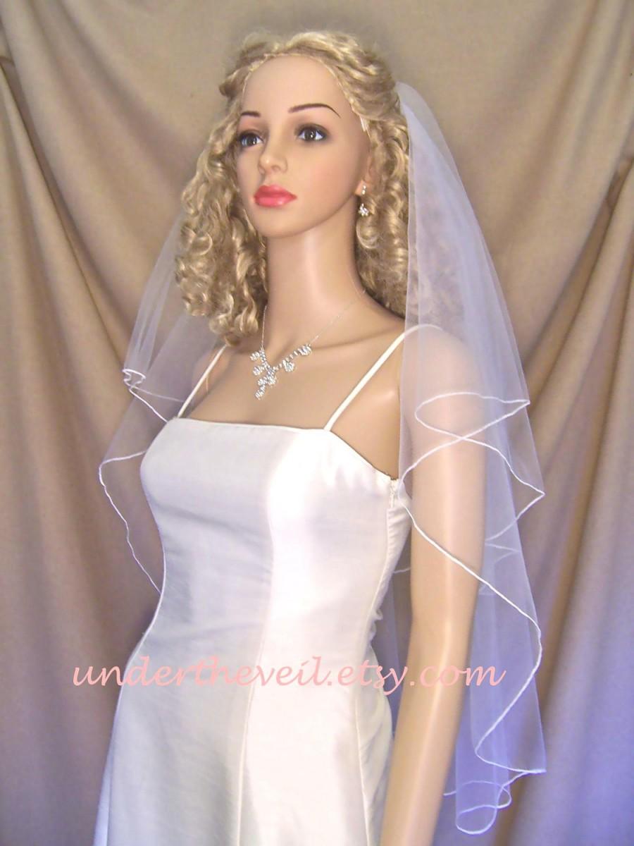 Mariage - Fingertip, Elegant Cascading, Circular Cut, VEIL, with Finished Pencil Edge